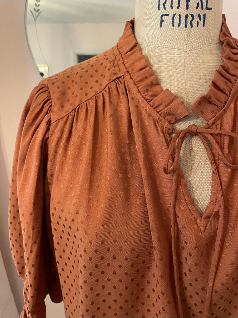 Draper James Polka Dot Tie-Neck Blouse